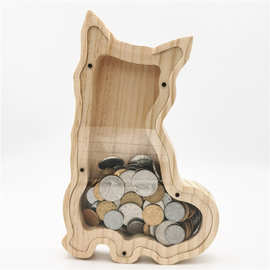 美式木质字母存钱罐激光雕刻加工 北欧风格存钱罐木制工艺品定制