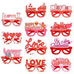 2024 Valentine's Day Glasses Party Decoration Supplies LOVE Love Glasses Frame Holiday Party Dressup Photo Props