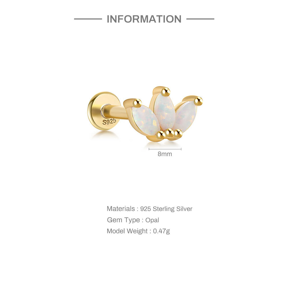 Fashion Square Water Droplets Paw Print Silver Inlay Zircon Ear Studs 1 Piece display picture 9