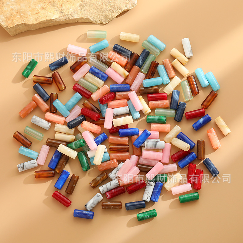 欧美跨境18x7mm亚克力晕染管珠串珠DIY手链项链鞋服饰品配件批发
