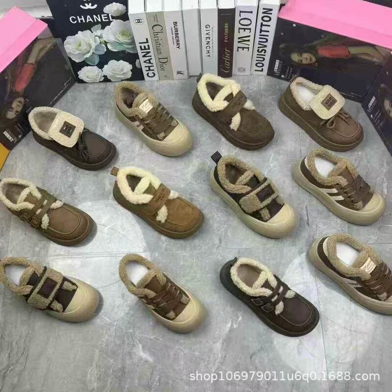 2025 Winter Cashmere Large Cotton Shoes Fleece-Lined Women's Sneakers Inventory Tail Goods Women's Shoes Street Stall Women's Cotton Shoes Clearance Women's Shoes