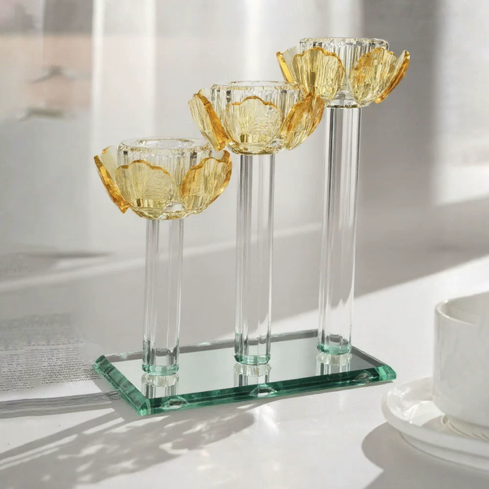 Трёх tulips crystal candle holder crystal crafts gift office living room Valentine's Day gift