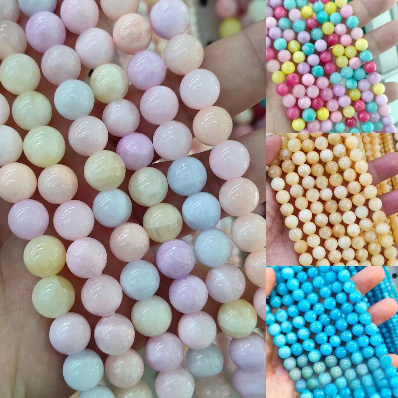 A級天然米黃玉圓珠優化各種彩色散珠diy飾品配件手鍊珠子批發