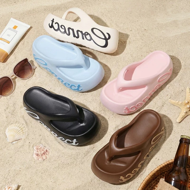 Women’s Thick-soled Letter Print Flip-flops Summer Platform Sandals_voghion.com
