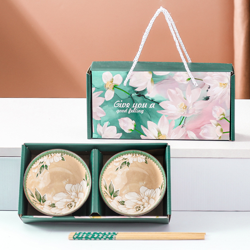 礼品碗套装家用吃饭套碗碗碟山茶花瓷碗陶瓷碗筷套装餐具礼盒装无|undefined