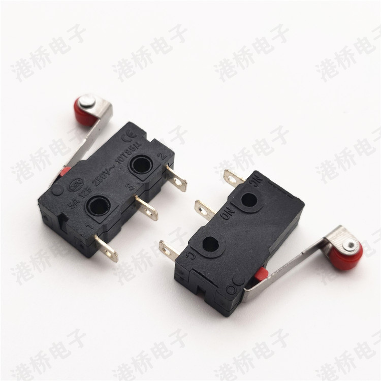 KW4A(S)-Z5F微动开关轻触小型行程限位开关一开一闭3脚弯柄带轮