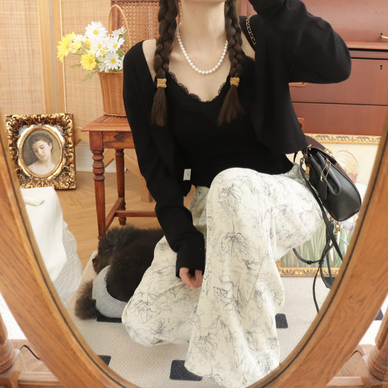 [in stock Qing] Cotton Silk New Chinese Wide Leg Pants Women's Spring and Summer Loose Straight High Waist Dosing Lazy Pajama Pants