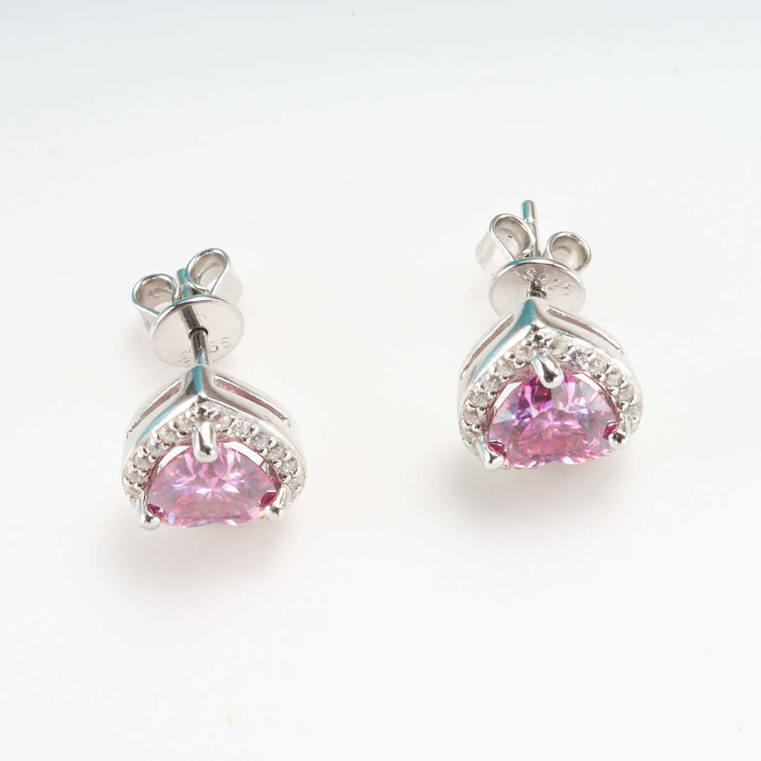 1 quilates rosa moissanita corazón pendientes s925 pendientes de plata bolígrafo de prueba con tarjeta negra certificada GRA