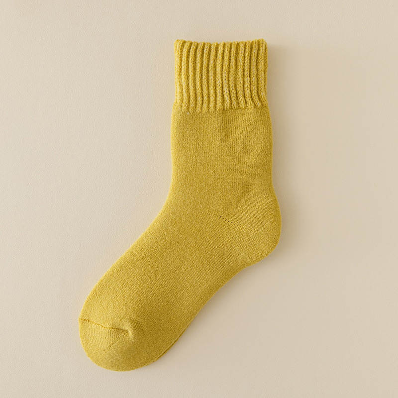 11-farbige Herbst- und Wintersocken für Damen mit gebürstetem Fleecefutter, verdickte, warme, wachsartige Bodensocken, Mondsocken, einfarbig gebürstete Socken_voghion.com