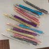 7PCS Funny Pens Interesting Pens 7 One set of ballpoint pen suits Golden powder round bead pen Press the ballpoint pen