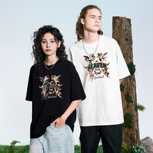 美式痞帅重磅纯棉短袖T恤男夏季潮牌字母印花圆领宽松高档上衣服