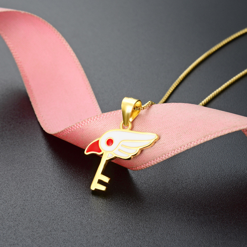 Transfronterizo Amazon joyería caliente goteo de dibujos animados pequeño cerezo cabeza collar de llaves para mujeres colgante de plata 925