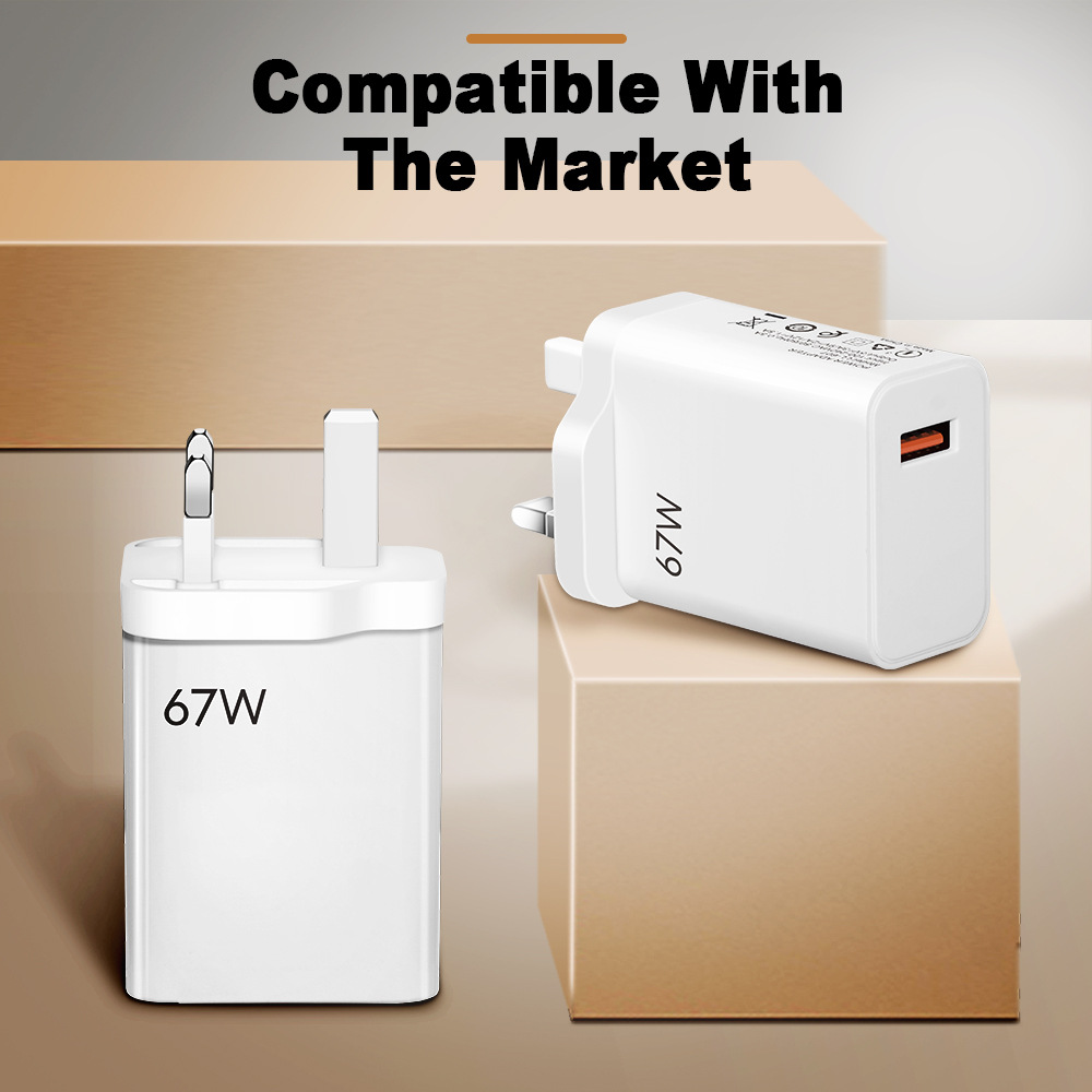 67W carga flash cargador de teléfono móvil 5V/5A europeo y americano reglas británicas Super carga rápida cabeza adaptador corriente completo