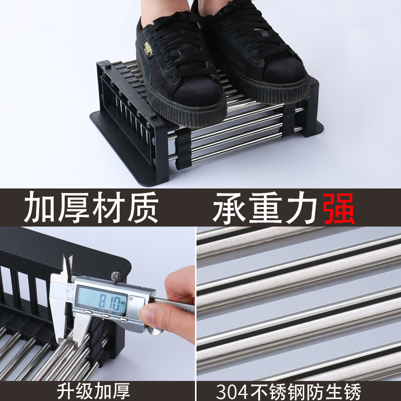 Venta directa de fábrica rejilla de drenaje retráctil fregadero de la cocina canasta de drenaje rejilla de lavabo engrosado de acero inoxidable rejilla de lixiviación