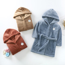 儿童睡袍法兰绒小孩宝宝婴儿男童加厚女童珊瑚绒睡衣秋冬四季浴袍