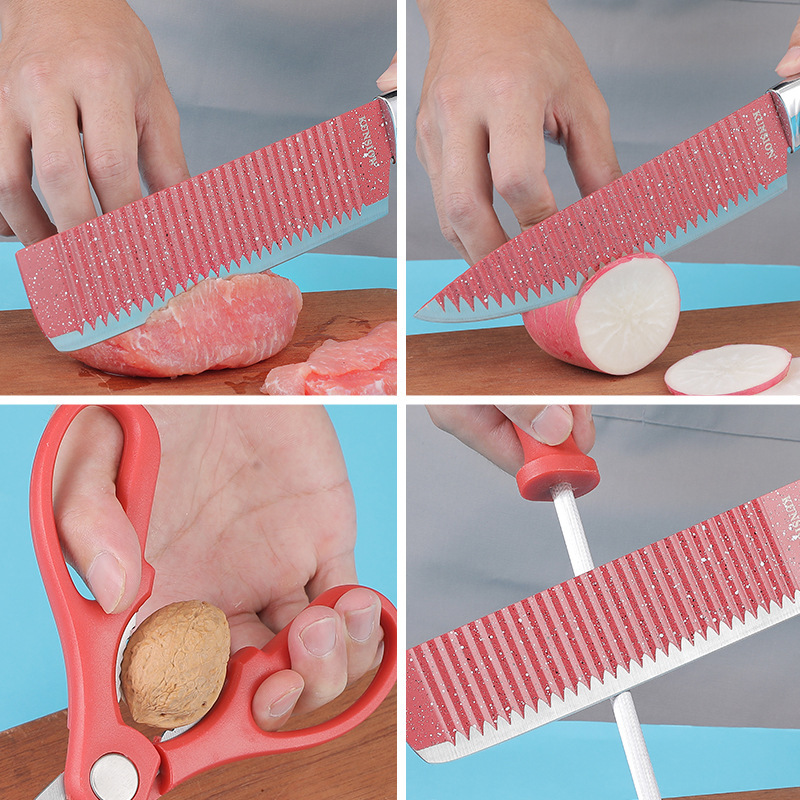 Cuchillo transfronterizo de ocho piezas cuchillo de corte doméstico cuchillo de cocinero divididor de carne combinación de cocina infantil conjunto de cuchillos de alimentos suplementarios