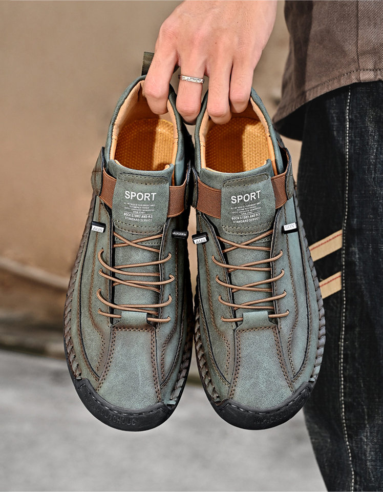 Bốt Martin cổ vừa unisex cỡ lớn, giày bốt da sợi nhỏ đế cao su, phong cách Hàn — 9888 Xanh quân đội, 9888 kaki, 9888 màu xanh lam, 9888 màu đen chi tiết 16