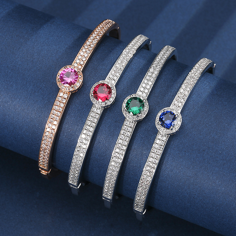 2024 nuevo estilo Zhuang Shengsheng joyería simulación Caibao corindón Europa y América pulsera simple retro mujer al por mayor piedra principal 6.5