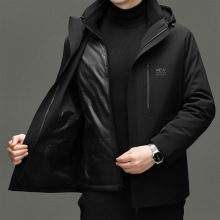 花公子高档牛奶丝加厚可脱卸内胆鹅绒2025冬季男装中老年商务休闲