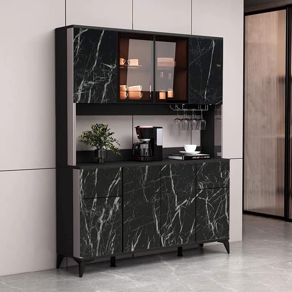 Black Peel And Stick Marble Countertop Self-Adhesive Wallpaper Desktop Cabinet Sticker_voghion.com