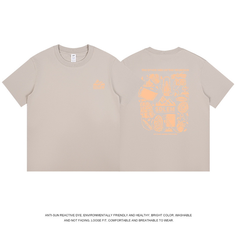 メンズ夏服230g楽しいプリントTシャツメンズトレンドラウンドネックゆったり半袖カジュアル万能インナーシャツレディースins|undefined