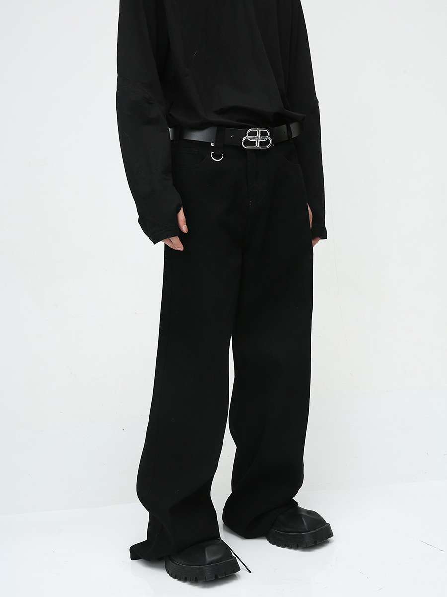 Mtlclothes ropa de Hombre | 2023 otoño nuevo American High Street estilo simple negro suelta casual jeans