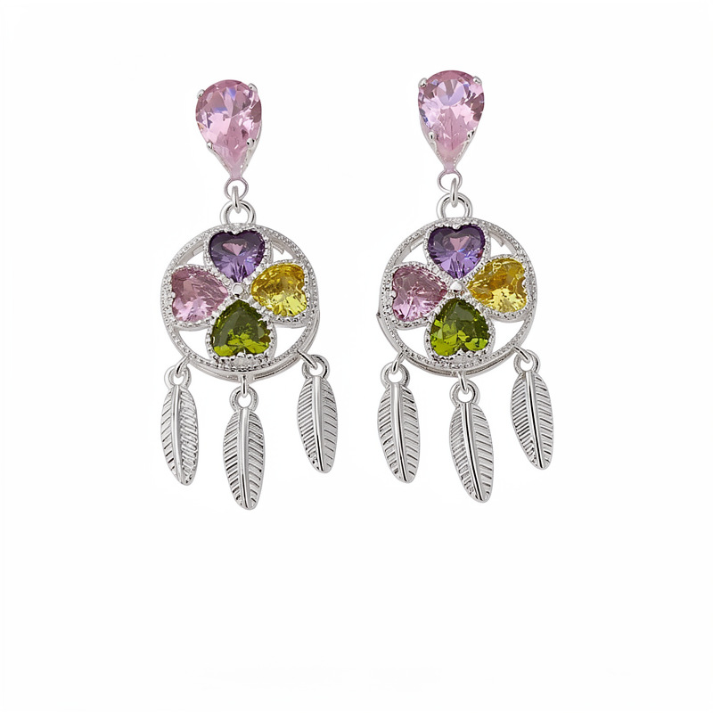 Aguja de plata circular flor de la suerte borda pendientes de aretes de estilo de palacio retro lujoso ligero joyas de orejas de alta calidad