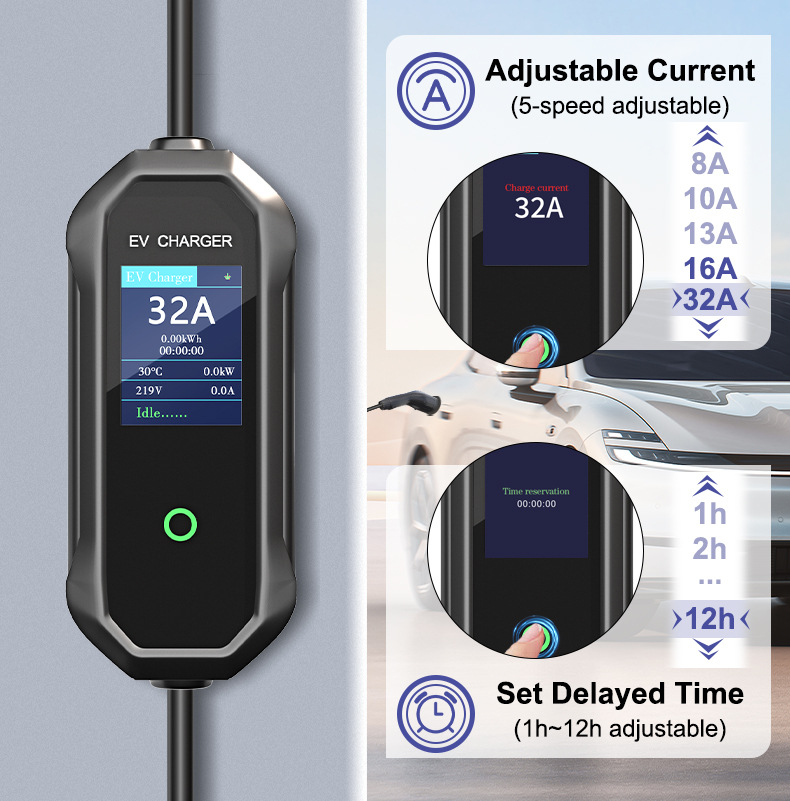 Type2 Charging Station 7Kw European Standard Tesla Portable Charging Gun for New Energy Vehicles