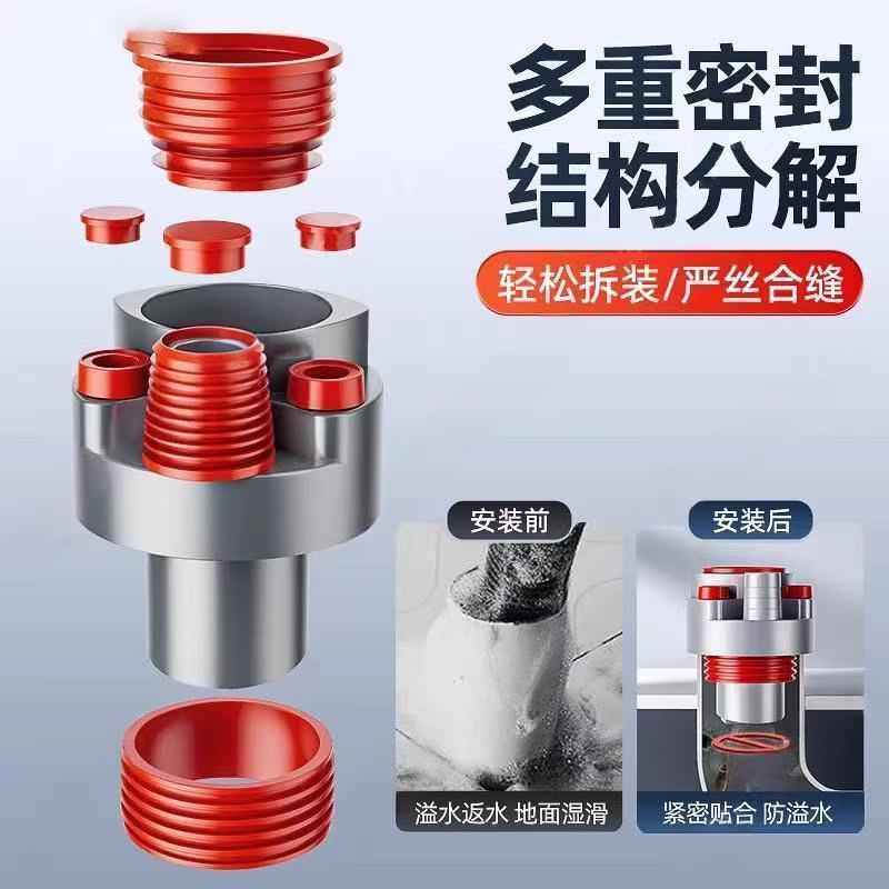 厨房多功能防臭四通神器密封塞通用卫生间洗手盆阳台排水管分流器
