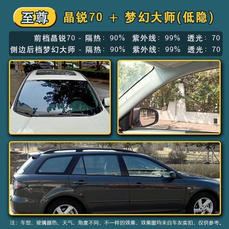 3m Car Film for Front Windshield, Explosion-Proof, Sun Protection, Heat Insulation, Solar Film, Car Window Film, Crystal 70 Full Car Glass Film