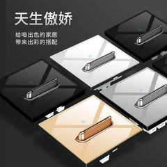 Foreign trade 86 concealed tempered glass black switch socket toggle reset LED light wall personalized switch panel