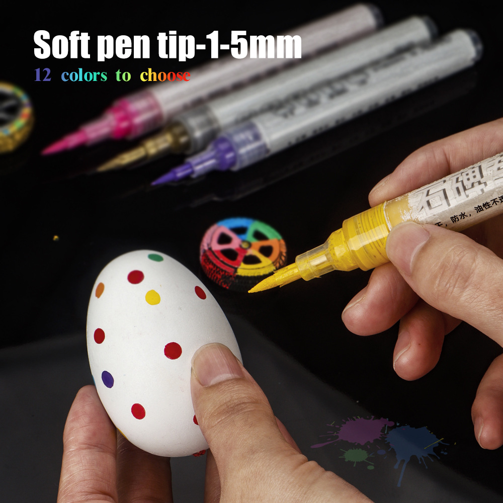 12 colores bolígrafo de pintura blando conjunto de cepillo aceitoso graffiti bolígrafo de pintura impermeable no desvanecido bolígrafo al por mayor