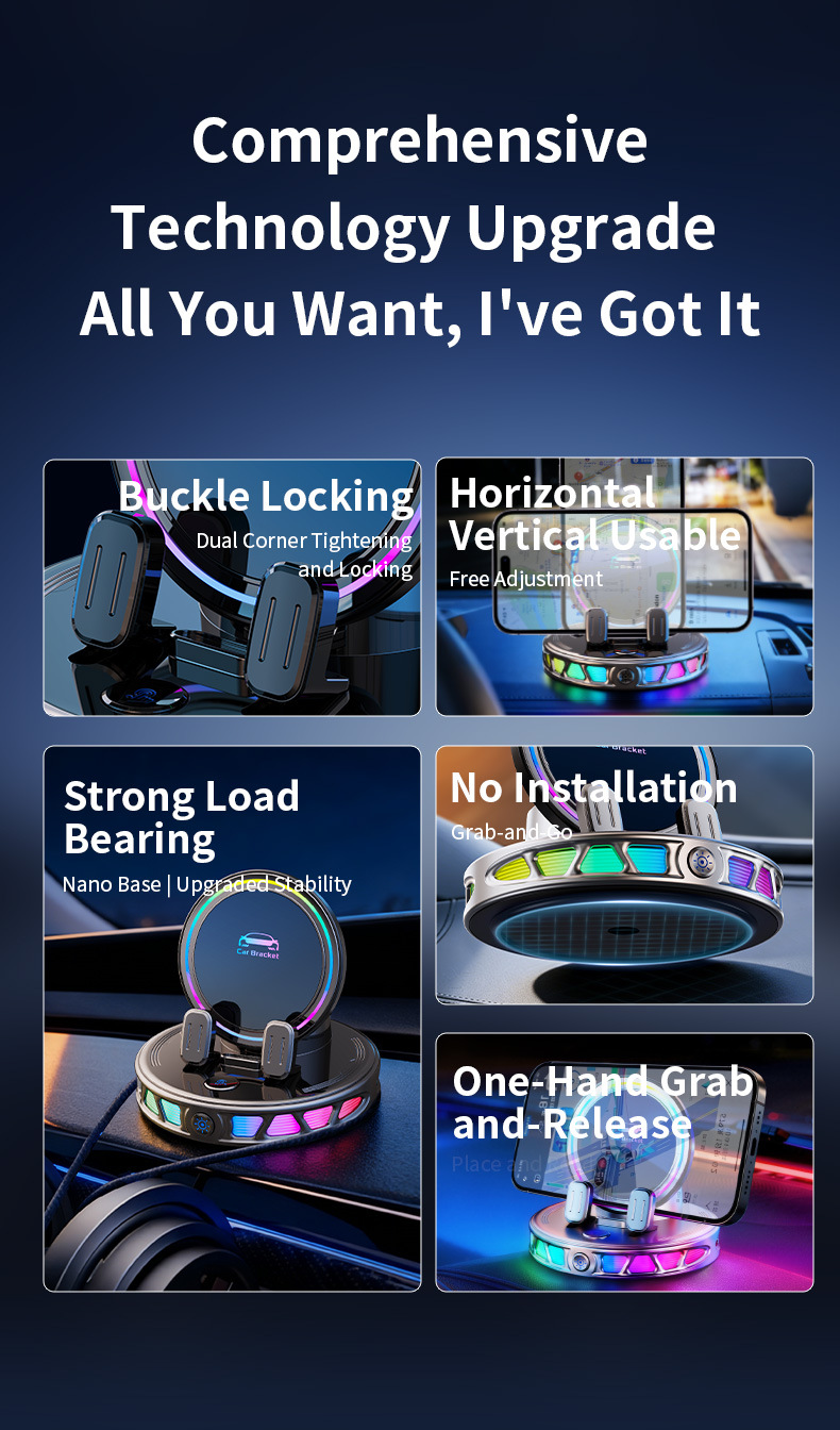 Cross-Border Hot-Selling Car-Mounted Smart Electric Phone Holder with Wireless Charging, Stable Navigation Support for the Dashboard