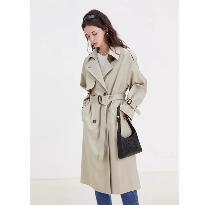 Fanjia Women's Mid-Length Trench Coat 2026 Spring and Autumn New Style High-End British Style Drapey Coat for Petite Figures