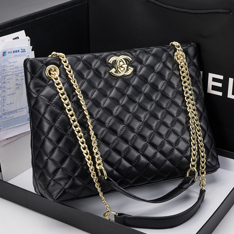 香奈尔菱格腋下包明星时尚大包包百搭大容量水桶包小香风链条女包