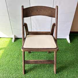 永烨户外木纹简约树脂折叠批发宴会椅折叠软垫便携家用轻便折叠椅