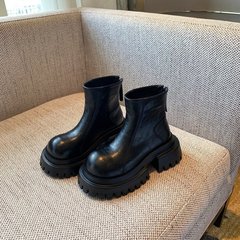 街头甜酷厚底马丁靴女2025新款韩版大头瘦瘦切尔西靴短筒时装靴潮