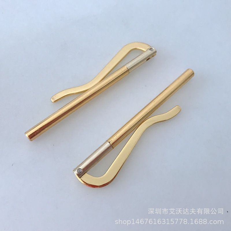 弹簧钱夹厂家直销80mm金色高档长款支票美金钱夹/80mm 铁夹