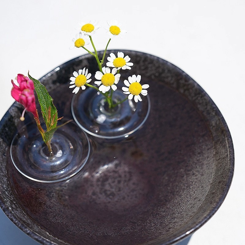 漂浮花插新款简约侘寂风插网红花器鲜花皿花盆花瓶客厅布置水培器|undefined
