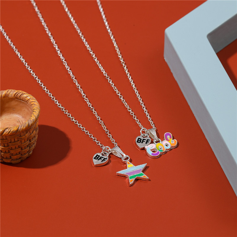 Fashion Letter Alloy Enamel Girlu0027S Necklace 2 Pieces