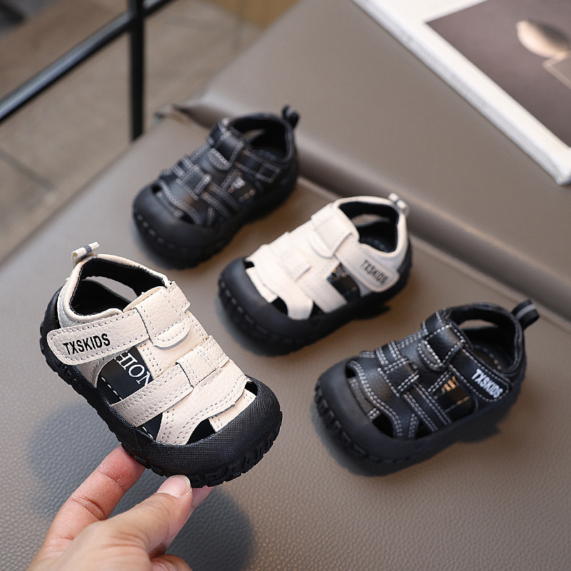 Baby Sandals for Boys and Girls, Breathable Shoes for Infants and Toddlers, Soft Sole, Non-Slip, Closed Toe, Anti-Kick, Velcro, Walking Shoes for Summer
