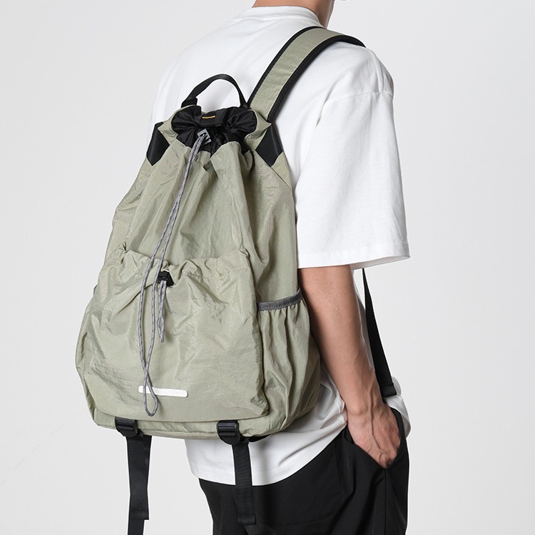 Strap drawstring backpack men's canvas bag, outdoor sports splash proof mountaineering backpack, travel tennis bag for_voghion.com