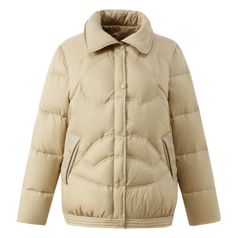Модный теплый пуховик Одежда для матери Легкая и теплая одежда на утином пуху Одежда для губ с воротником для губ Одежда для матери Тень, однотонное пальто с хлопковой подкладкой в иностранном стиле
