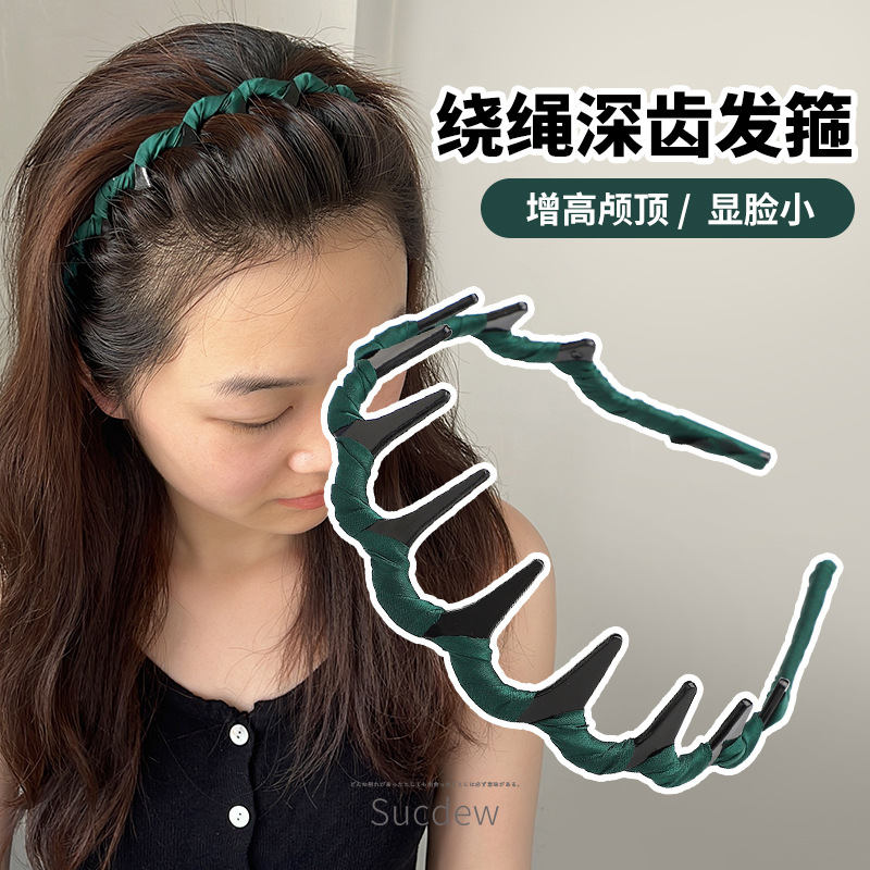 Moda alrededor de tela para mujeres lavarse la cara con dientes para el cabello anti-deslizante compresión de cabello rotura brazo de cabeza 2024 nuevo