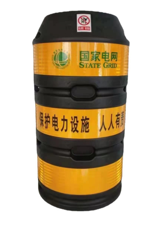 山东电杆防撞桶电力电线杆圆柱防撞墩黄黑条纹反光防护设施