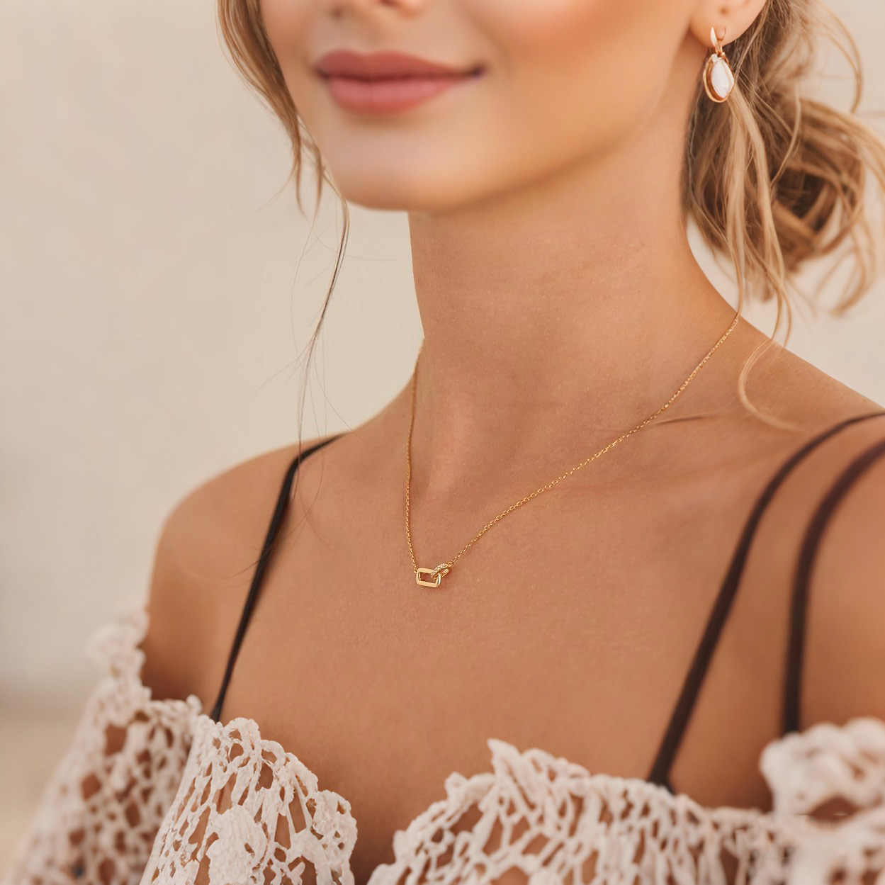 3g Weight 14K Gold Plated Plating Material 925 Sterling Silver Pendant Material Pendant Necklace Classification 925 Sterling Silver Cable Chain Geometric Pendant Necklace