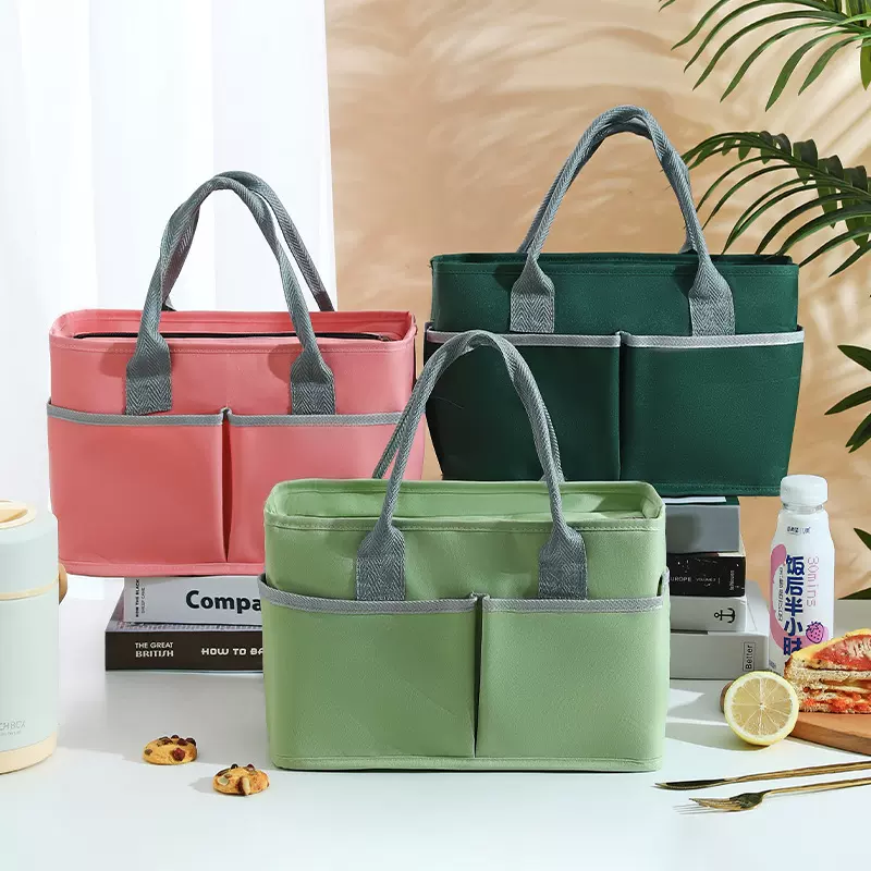 多口袋保温袋手提式妈咪包户外上班带饭铝箔便携餐包大容量饭盒袋