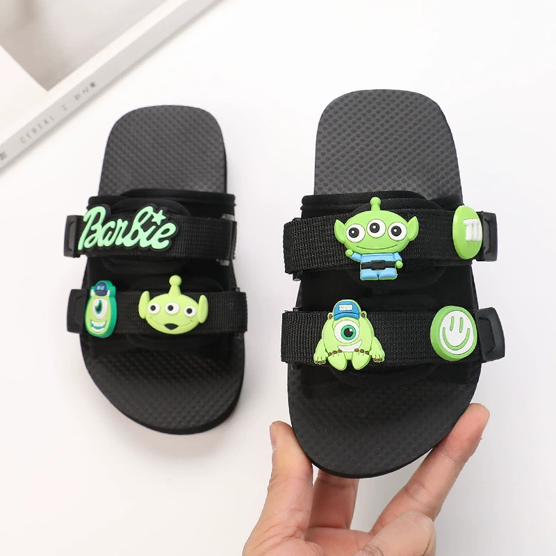 Детские тапочки, летние Нескользящие уличные сандалии для мальчиков с героями мультфильмов, пляжная обувь для родителей и детей, домашние тапочки для девочек среднего и большого детей