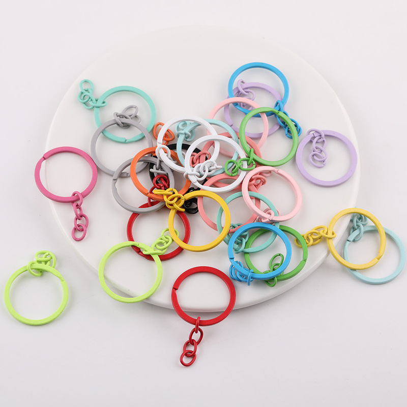 Colorful Painted Metal Flat Ring 4-Section Chain Keychain DIY Handmade Doll Bag Pendant Accessories Small Parts Colorful Painted Metal Flat Ring 4-Section Chain Keychain DIY Handmade Doll Bag Pendant Accessories Small Parts