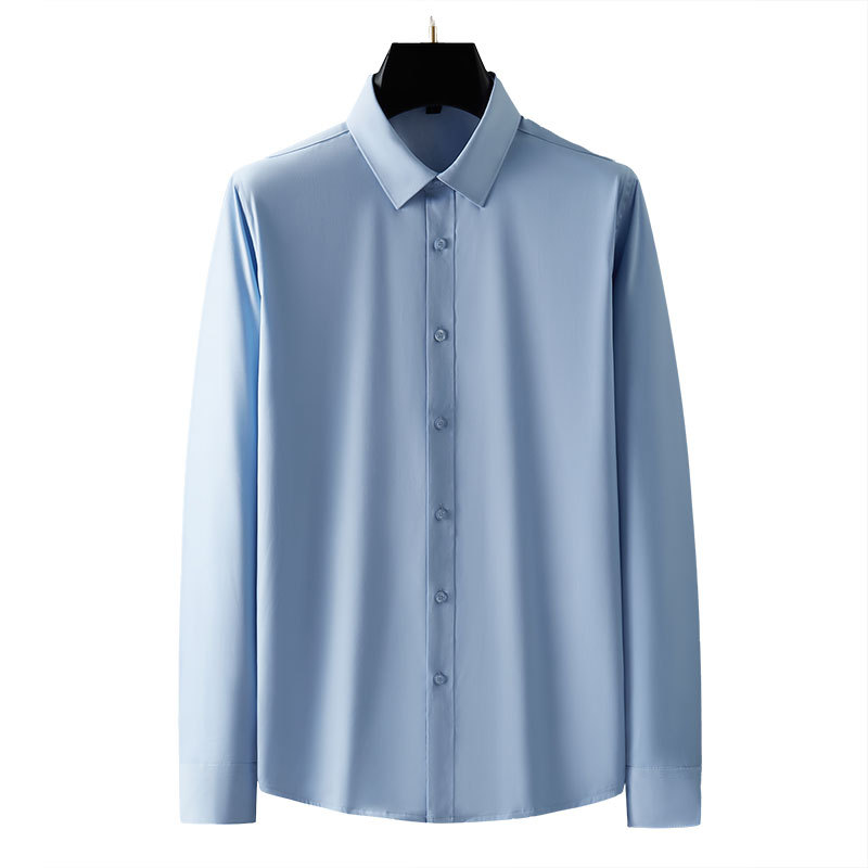 2024 camisa de manga larga de fibra de bambú de primavera camisa de viajero de trabajo profesional para hombres camisa blanca antiarrugas sin planchar hombres